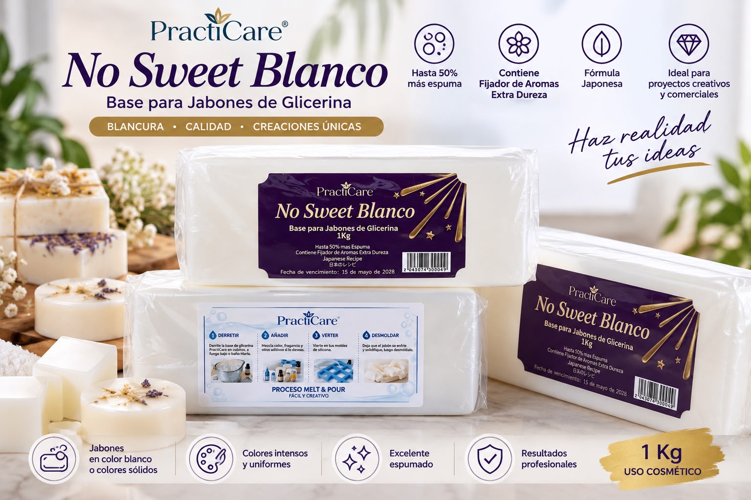 WhatsApp Image 2026-09-23 at 12.51.32 PM Base de Glicerina Practimolds No Sweat Blanco1kg 0% Libre de Alcohol - Imagen 1