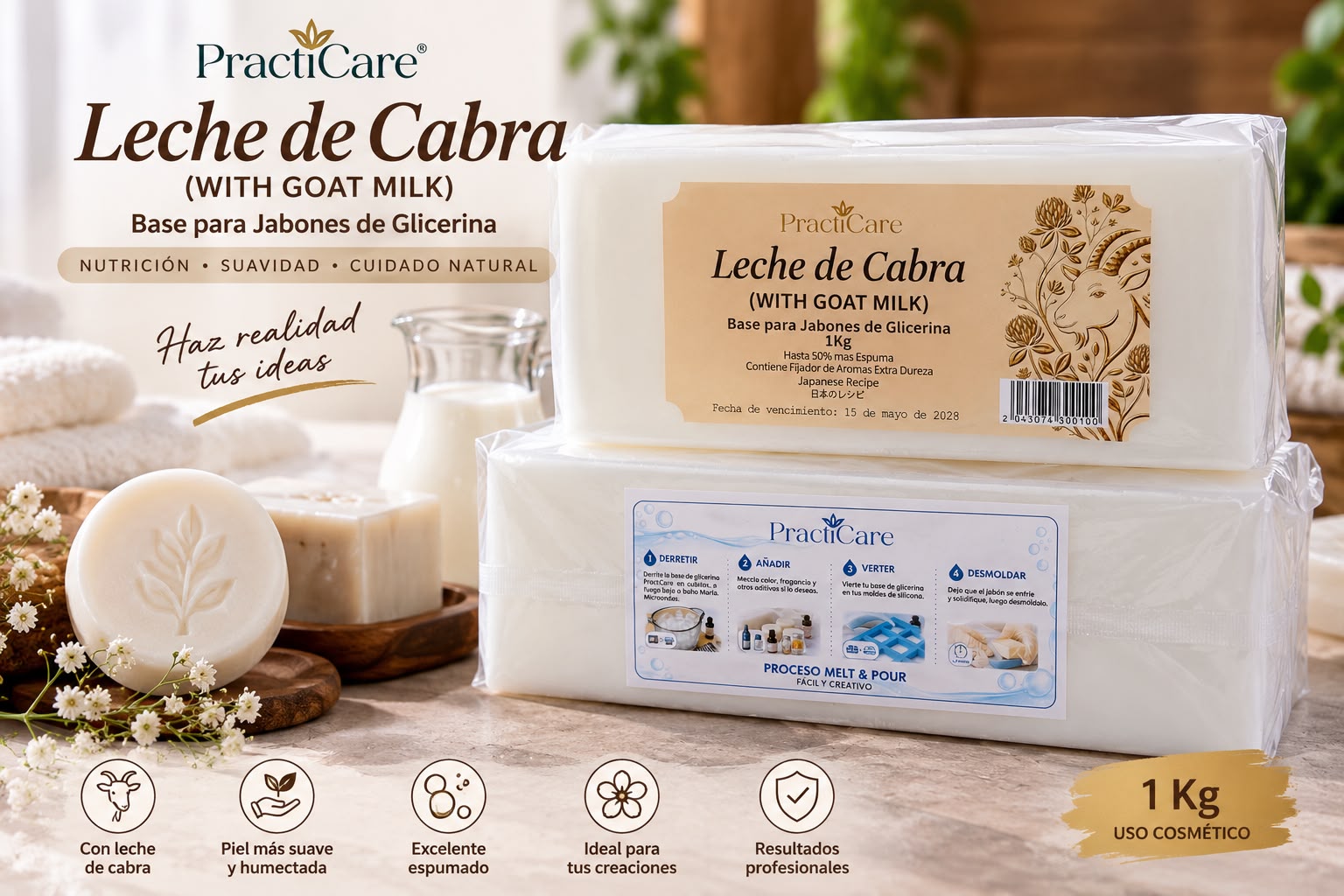WhatsApp Image 2026-09-23 at 12.54.38 PM Base de Glicerina Practimolds Leche de Cabra 1 kg 0% Libre de Alcohol - Imagen 1